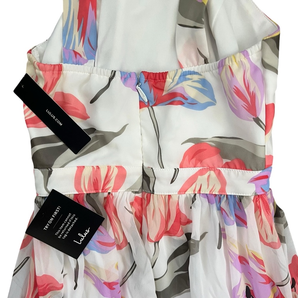 Lulus Lilja White Floral Maxi Dress Cottagecore Garden Party XS NWT - Picture 8 of 12
